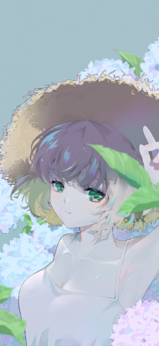 原創少女與花卉 - 繡球花