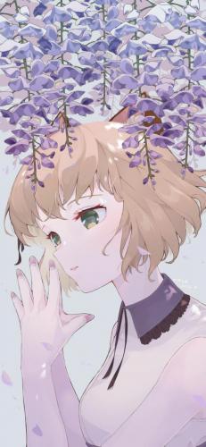 原創少女與花卉 - 紫藤花